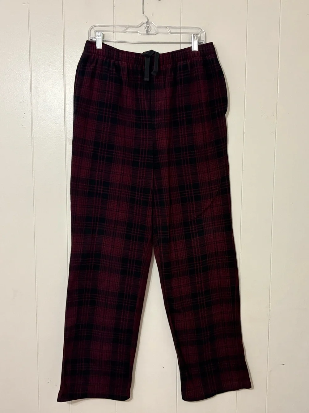 SKIMS Fleece Sleep Pajama Pants Wine Plaid Size M Unisex Lounge